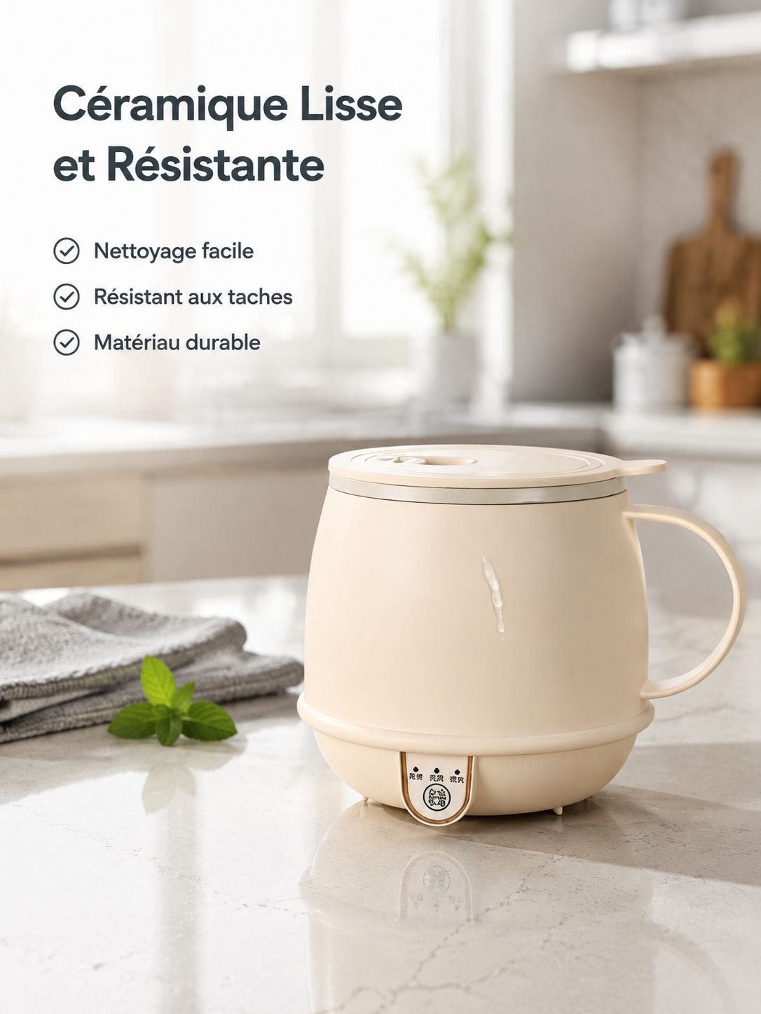 Mug théière en céramique 600ml, 5 vitesses de réglage, infusion rapide en 3 minutes