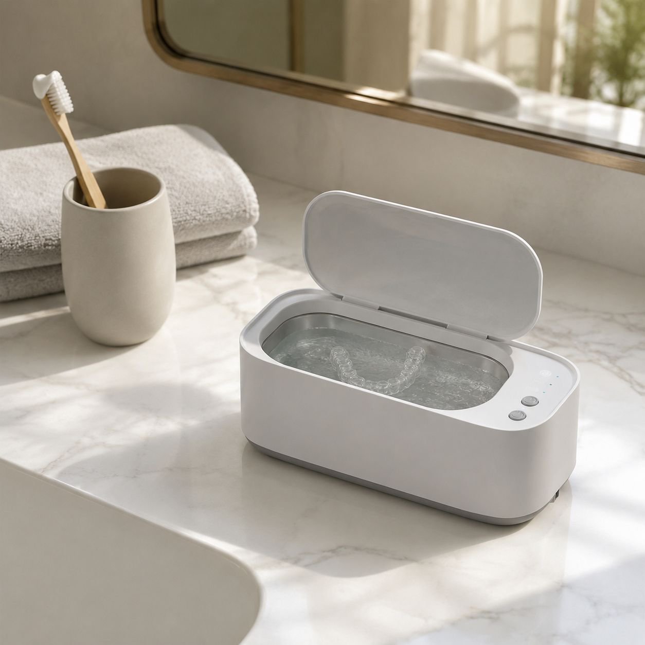 Easy-to-use contact lens cleaning device