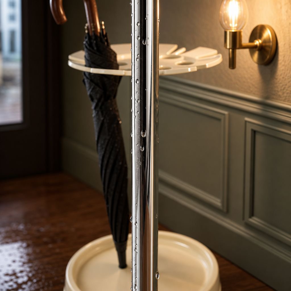Elegant umbrella organizer in hotel entrance