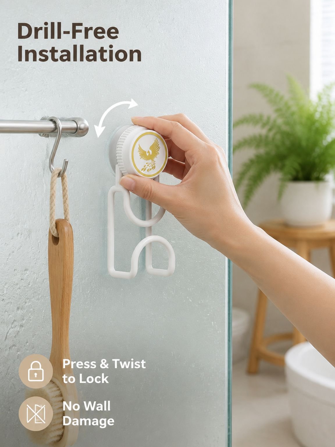 Punch-Free Wall-Mounted Bathroom Storage Shelf