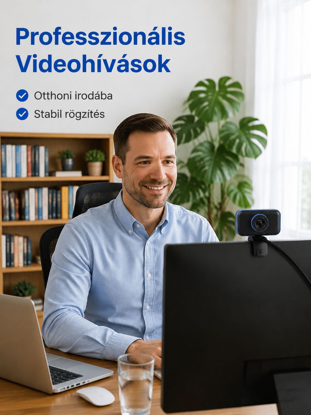 HD USB webkamera számítógéphez, online órákhoz, élő közvetítéshez és konferenciákhoz