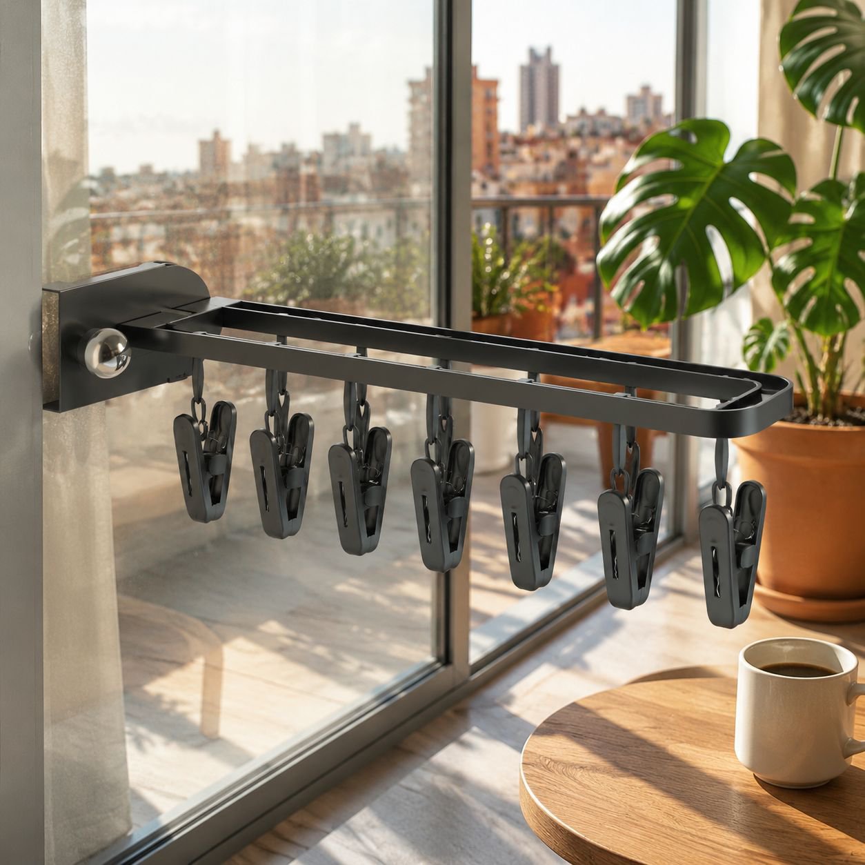 Tendedero de ventosa para ventana de balcón