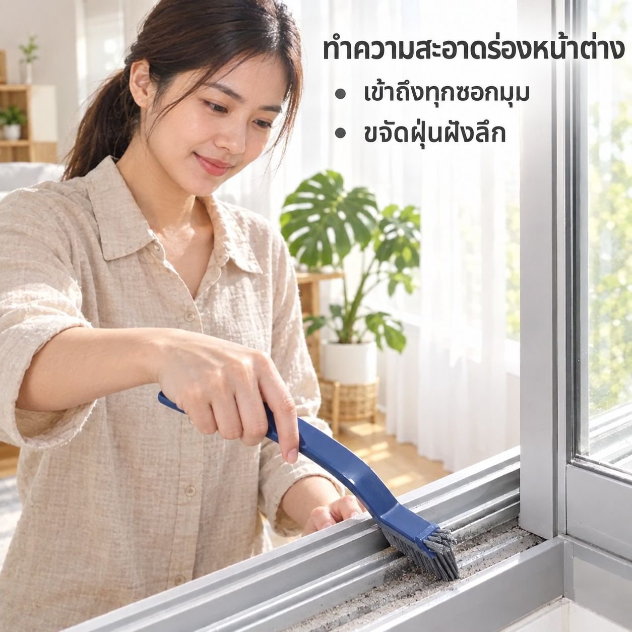 แปรงทำความสะอาดรูปตัว V สำหรับมุมกระเบื้องและร่องยาแนวห้องน้ำ