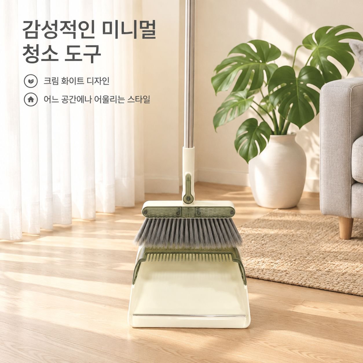 두꺼운 접이식 빗자루와 쓰레받기 세트