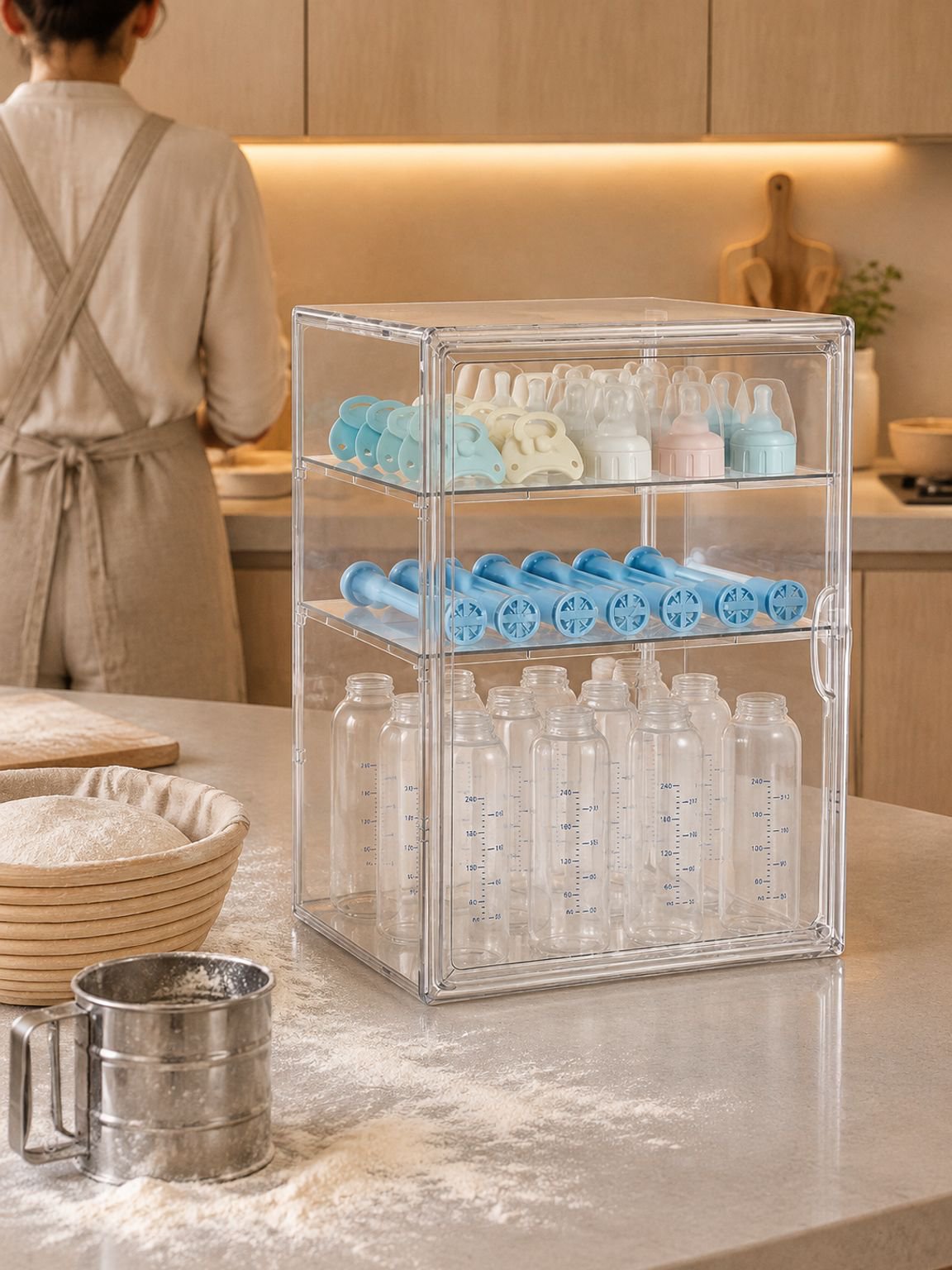 Armoire de rangement pour garder les biberons de bébé propres et organisés