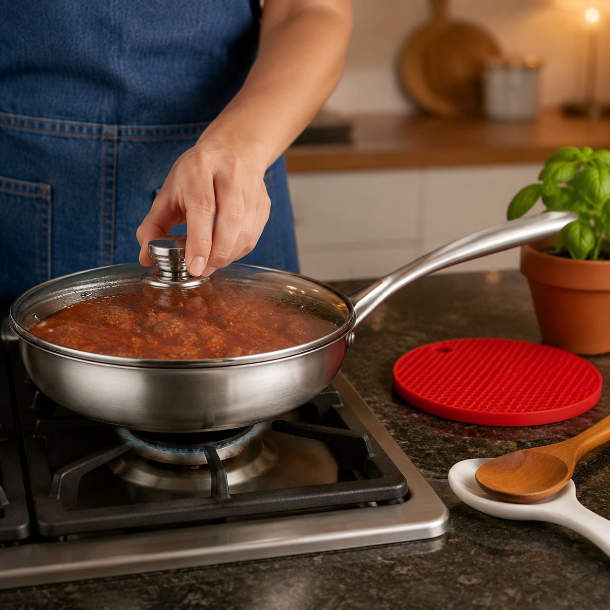Sartén multifuncional de acero inoxidable de alta calidad y saludable