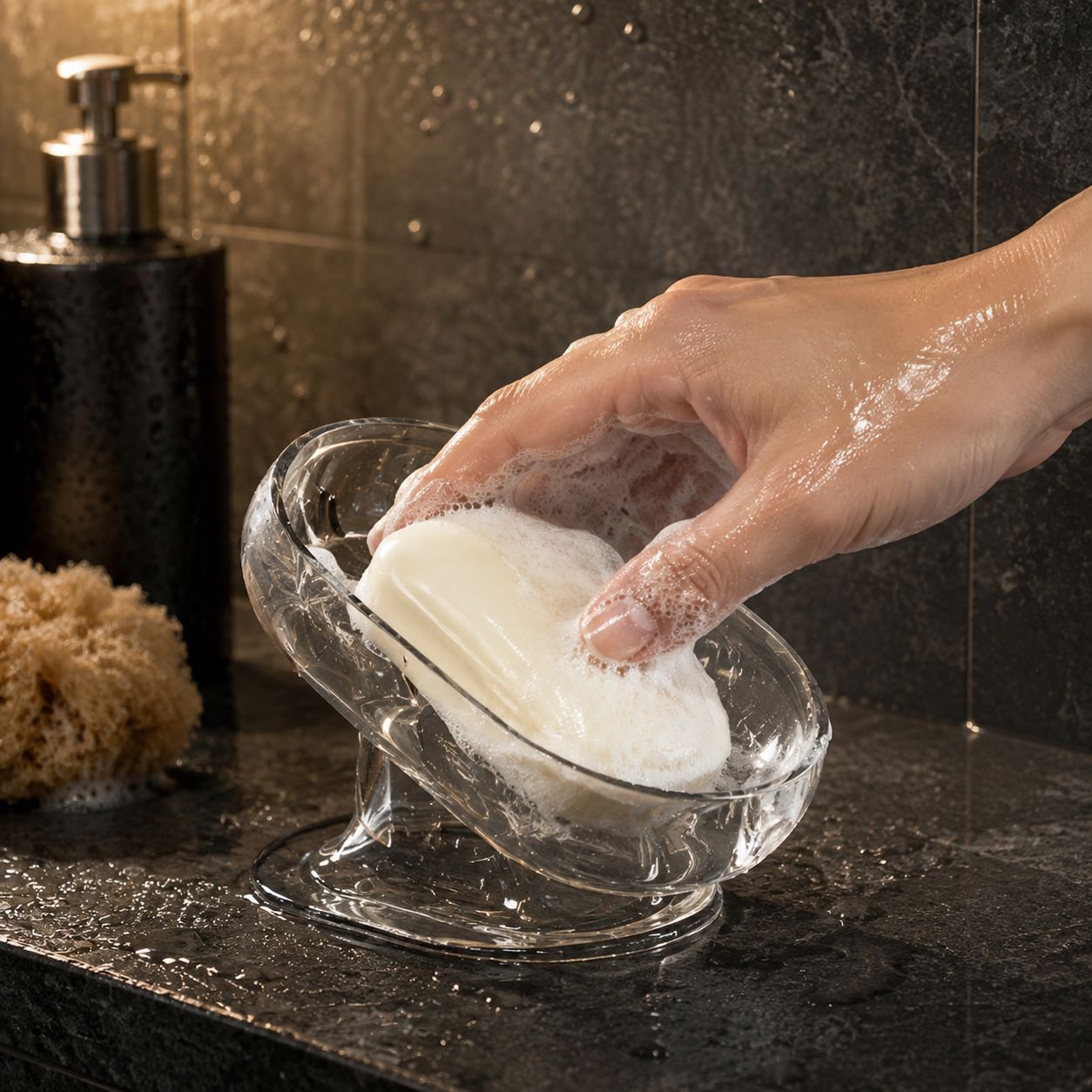 Jabonera fácil de limpiar para baño