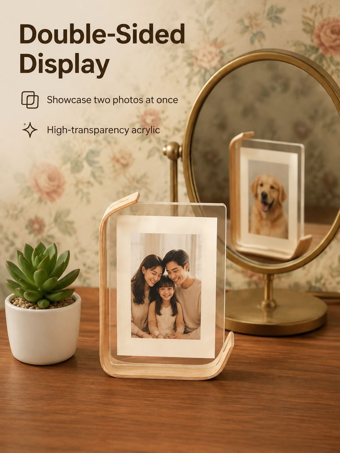 7-Inch Clear Double-Sided Acrylic Photo Frame Stand