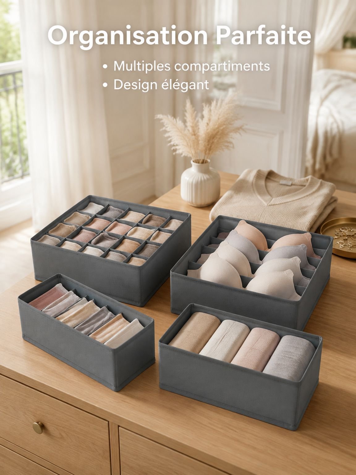 Boîte de rangement compartimentée pour sous-vêtements