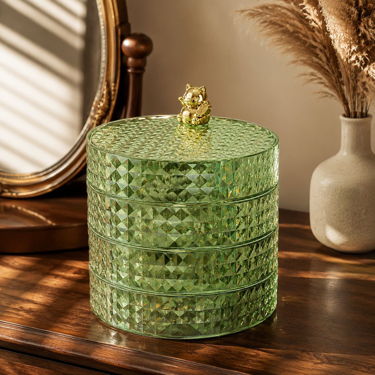 Luxury Dustproof Desktop Cosmetic Shelves Jewelry Box