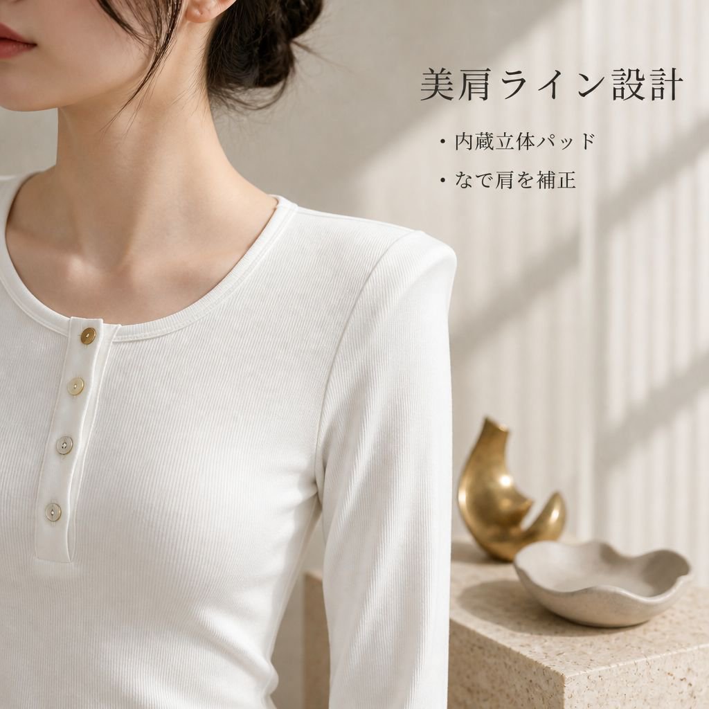 YOUYE 2026秋新作 レディース 長袖Tシャツ 韓国風 ジャストショルダー スリム インナー