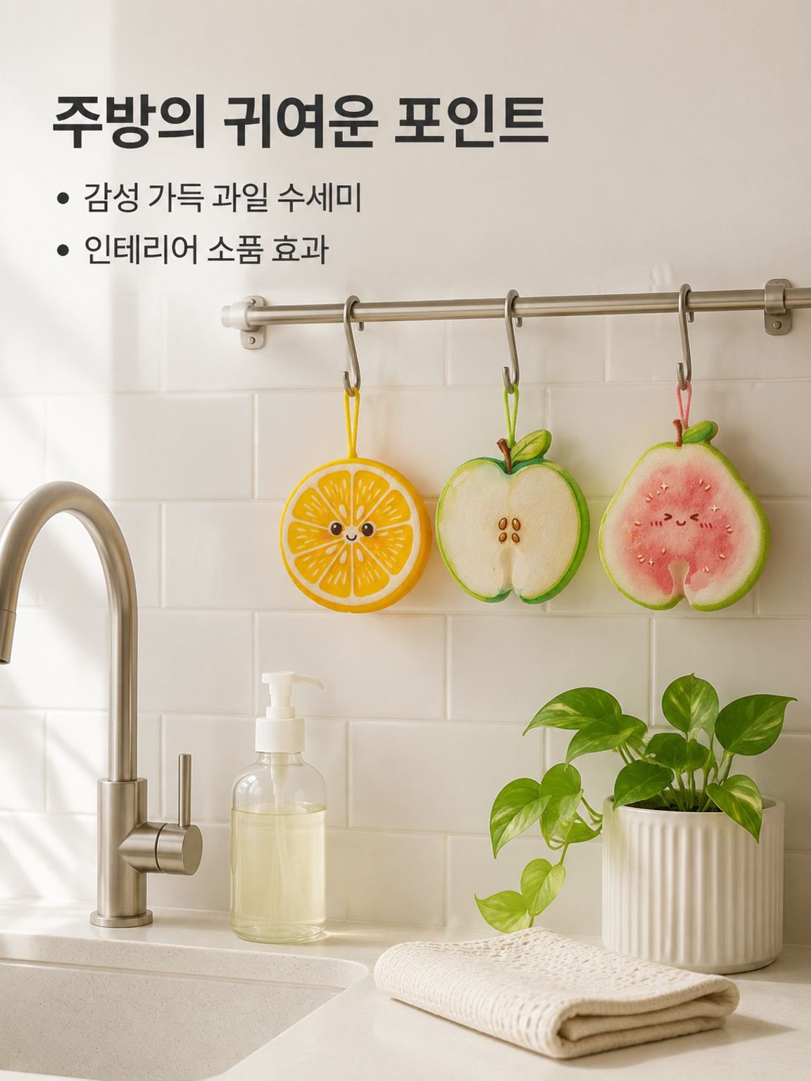 캐릭터 과일 목재 펄프 면 식기 세척용 수세미