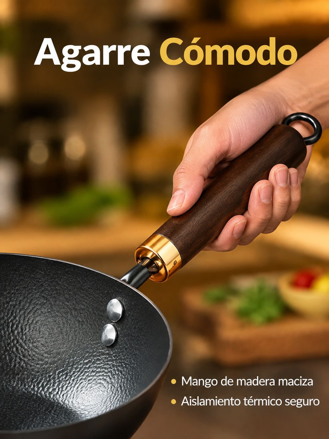 Cacerola de hierro fundido con textura martillada
