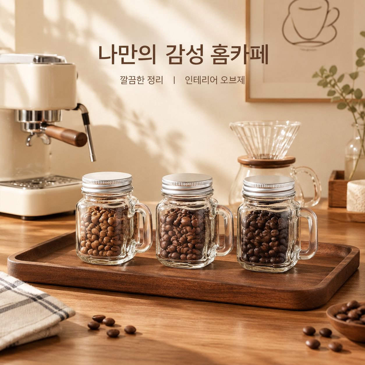 밀폐 보관 커피 원두 유리 용기
