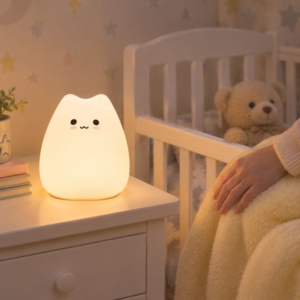 LED Cartoon Silicone Tap Night Light, Creative Table Lamp for Kids Room