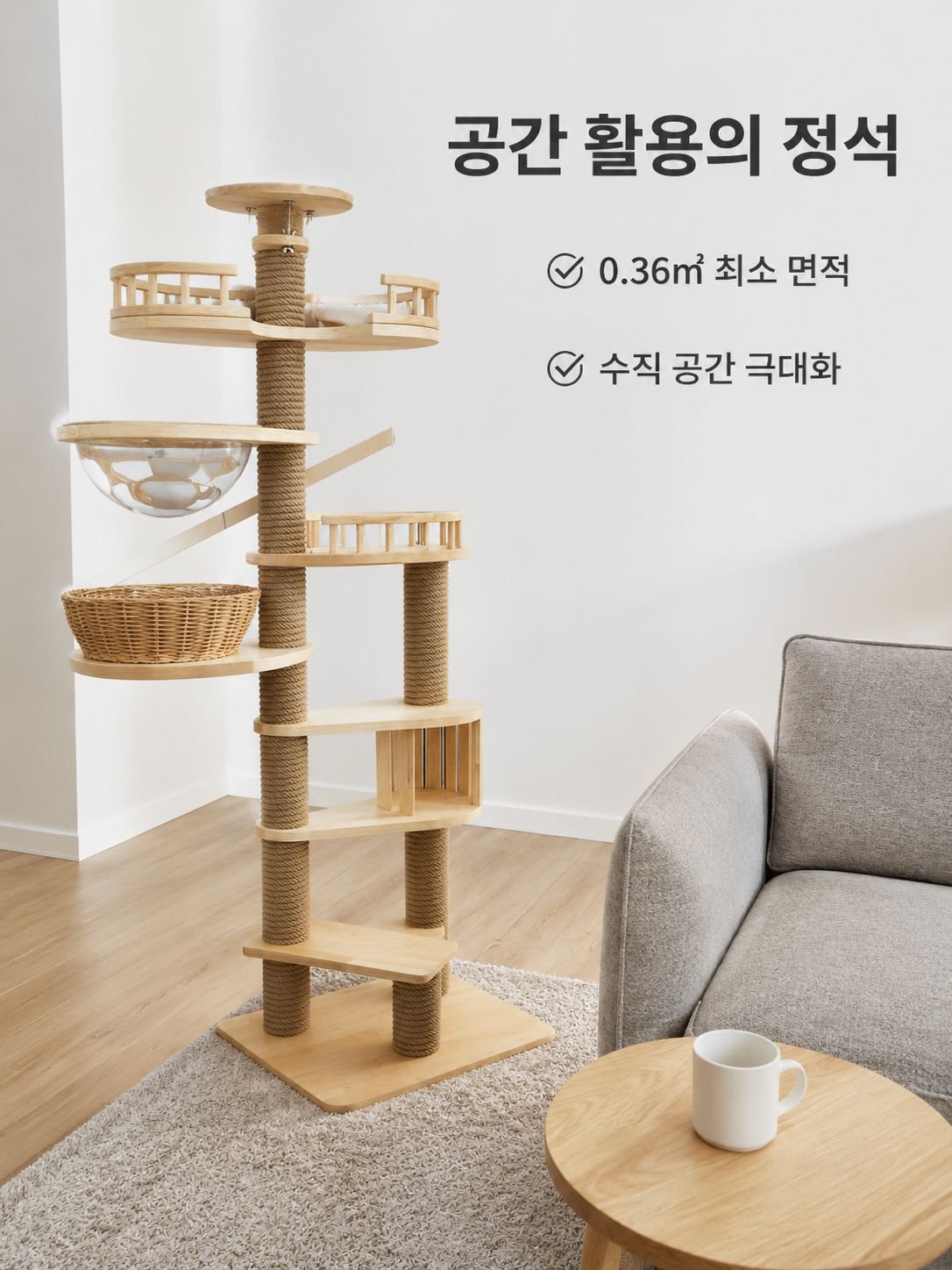 고양이가 나무를 기어오르다.