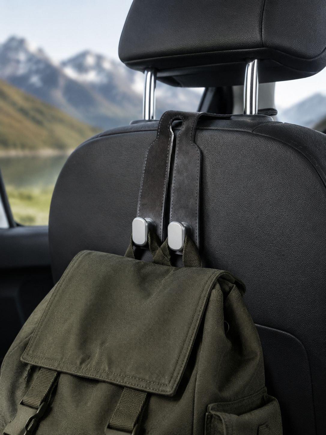Car hooks, multi-functional seatback hooks for front and rear seats, zinc alloy double hooks for in-