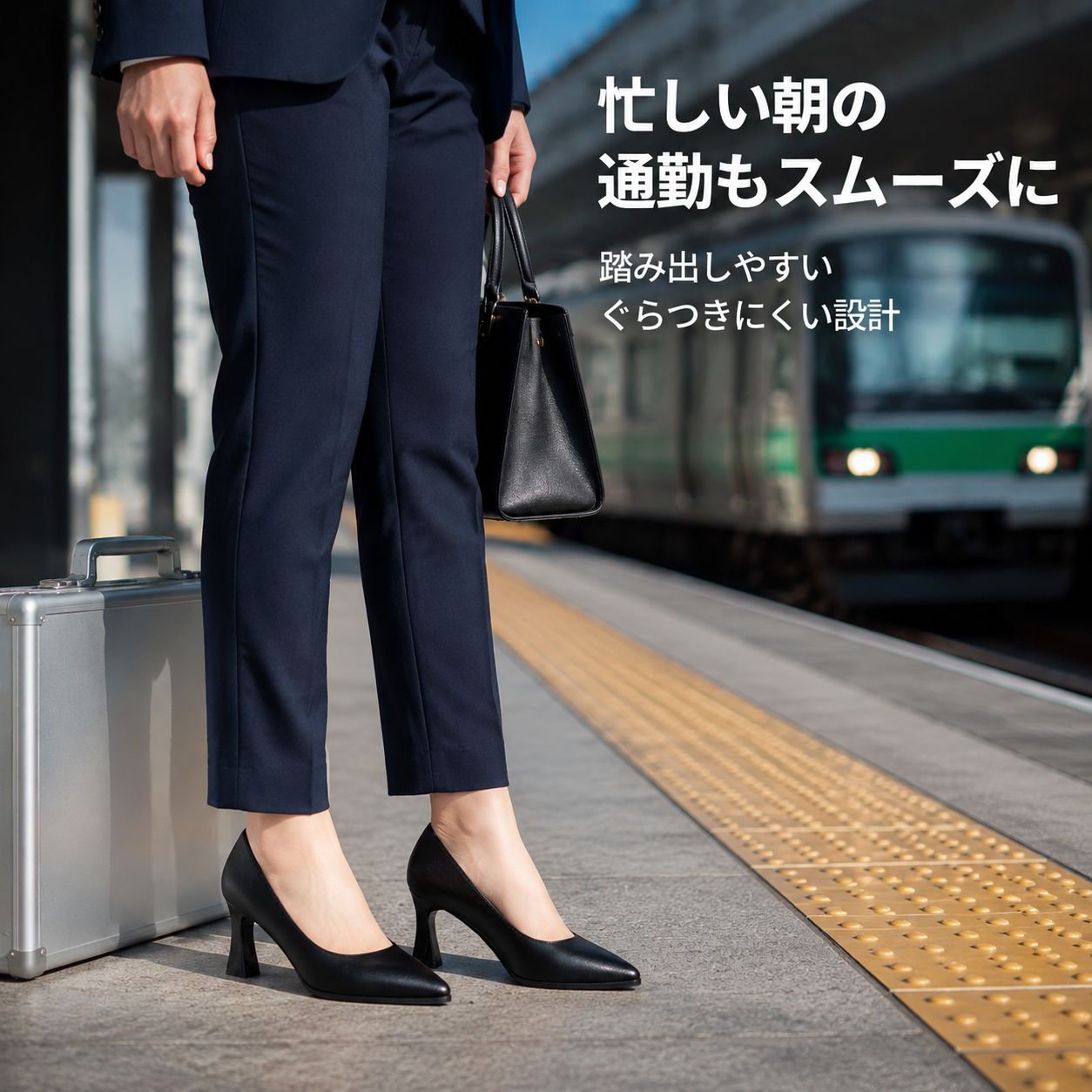 通気性の良い浅口パンプス レディース快適ハイヒール