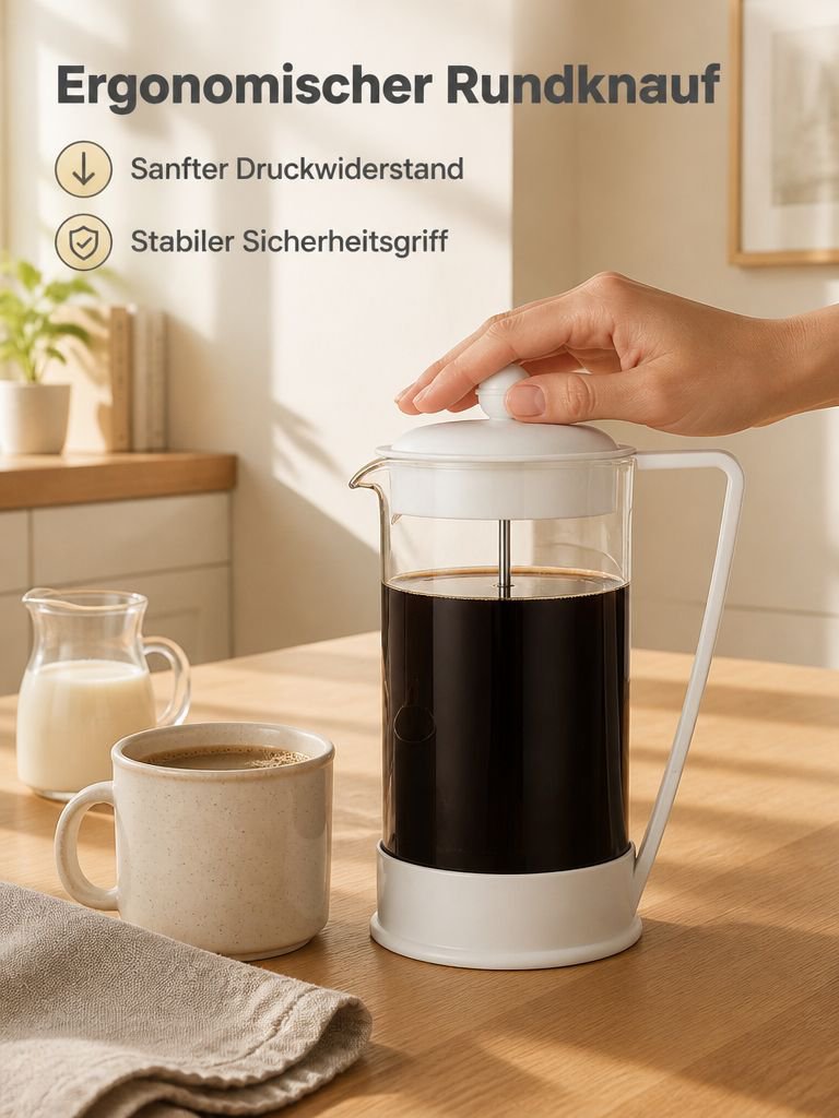 Kaffeepresse aus Glas mit robustem Edelstahlfilter