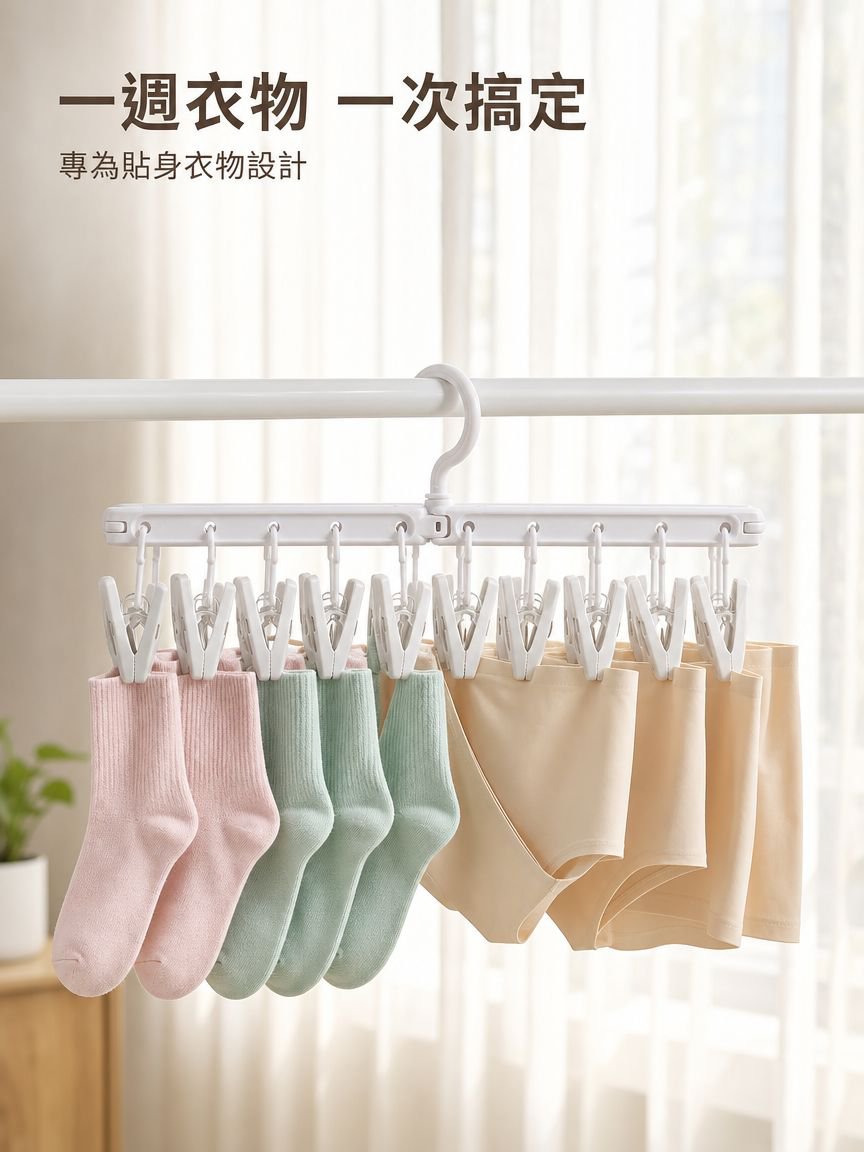 多功能摺疊防風曬衣架