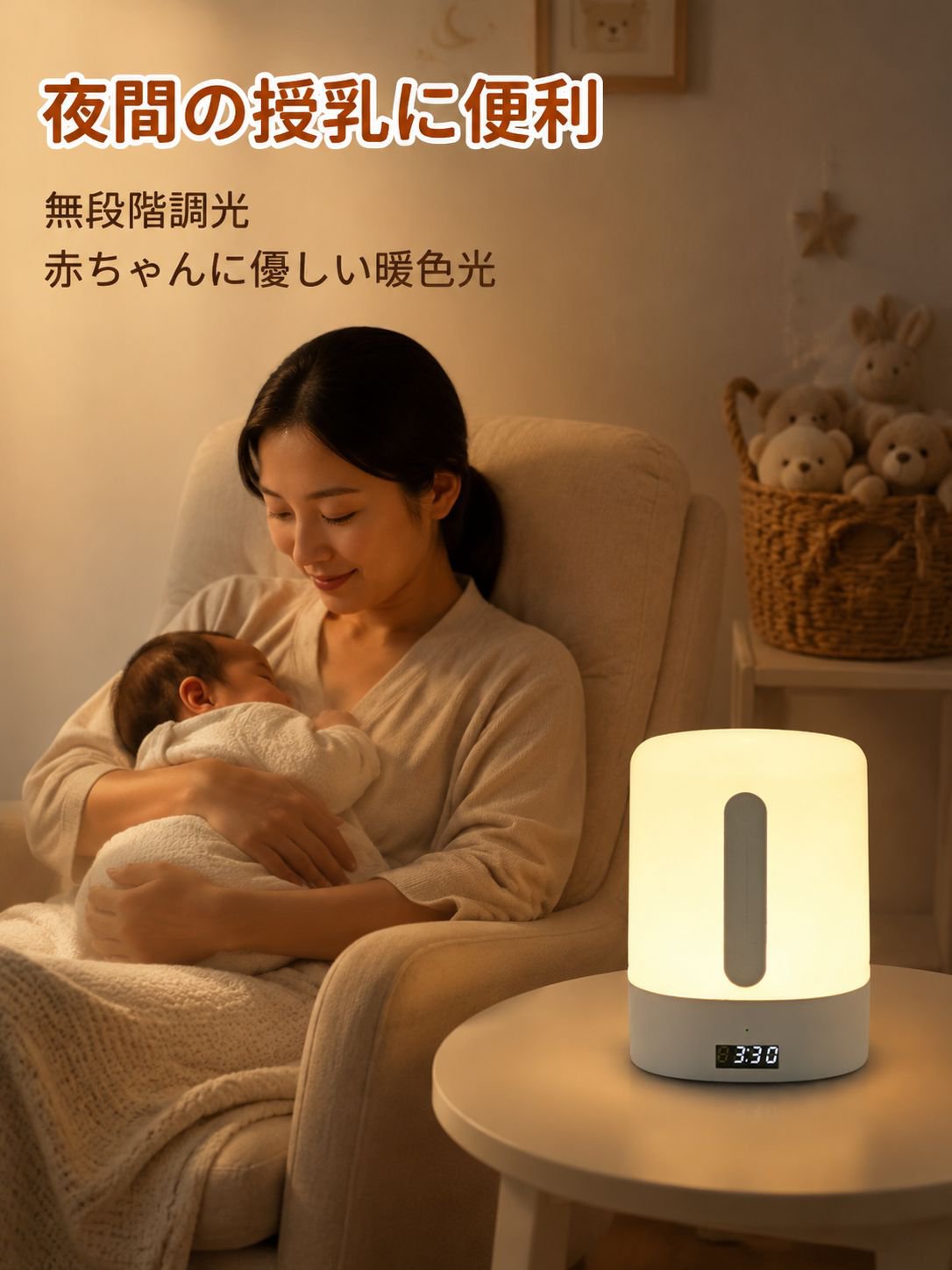 リモコン操作可能な充電式ナイトライト