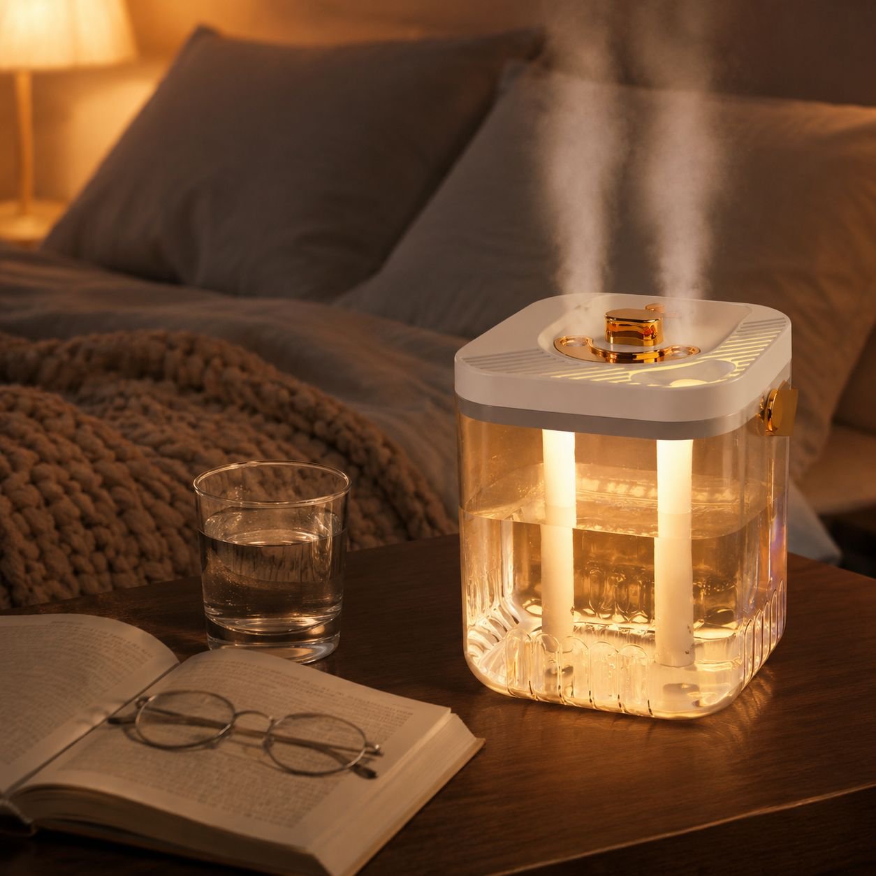 LED Light Transparent Nebulizer Sprayer Dual Nozzle Large Water Tank Fine Mist Humidifier
