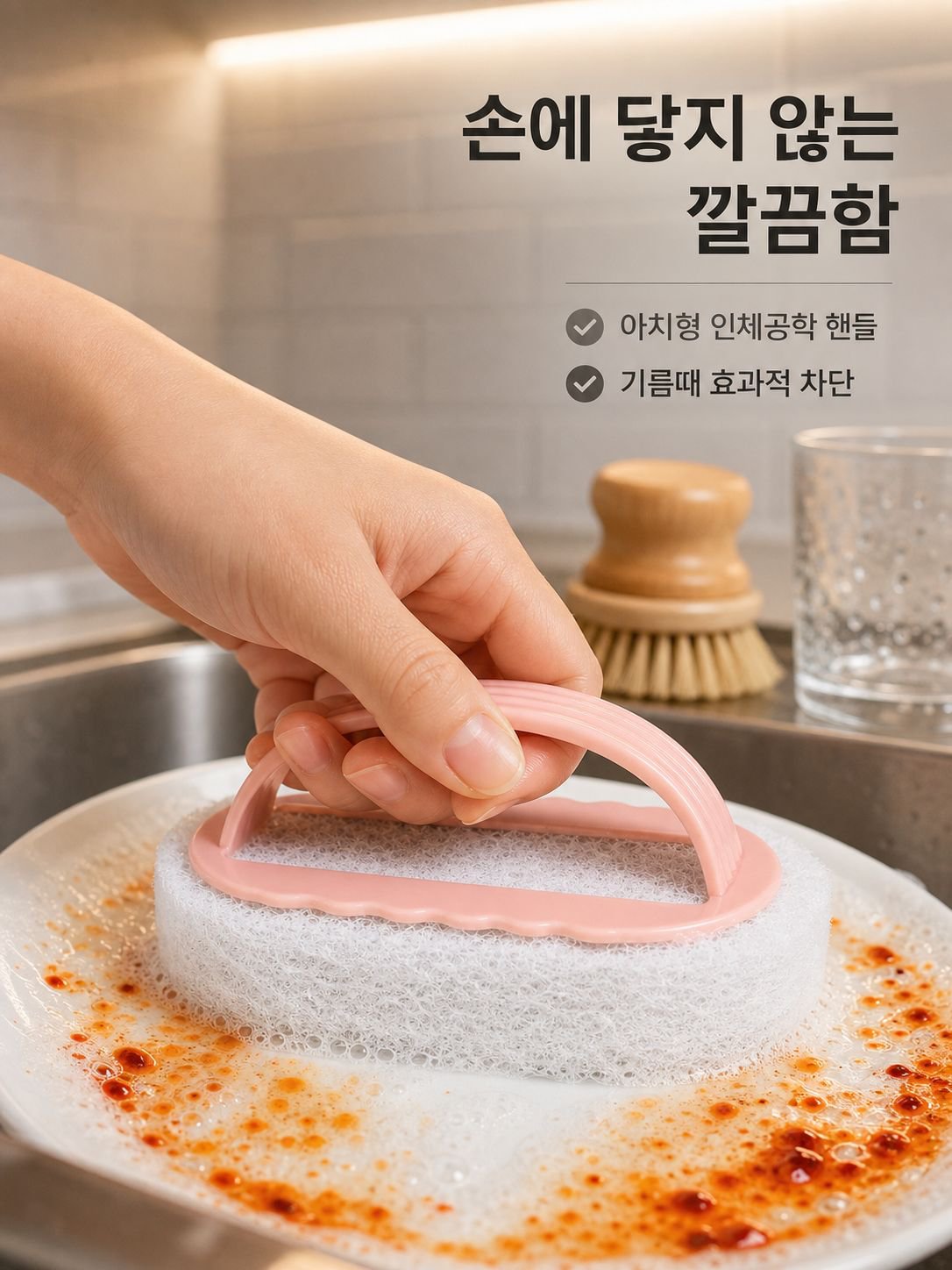 손잡이 달린 스펀지 브러시
