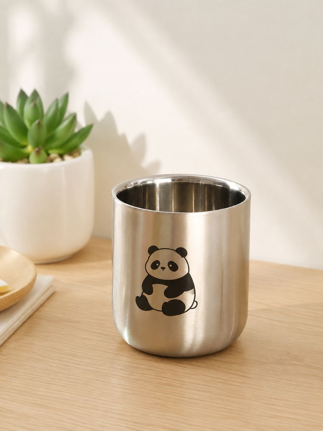 Taza de leche de acero inoxidable doble pared, diseño ergonómico