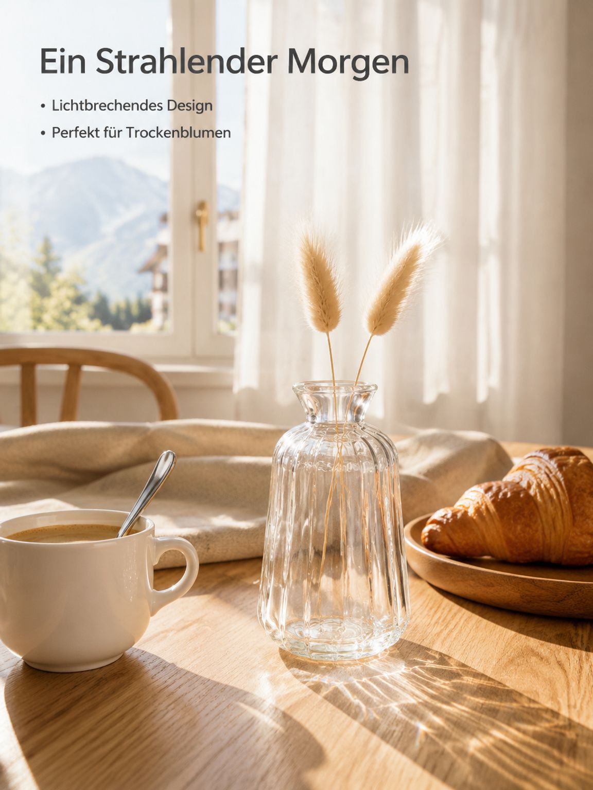 Dekorative Tischvase im französischen Retro-Stil aus geprägtem Glas, transparente Hydrokultur-Blumen