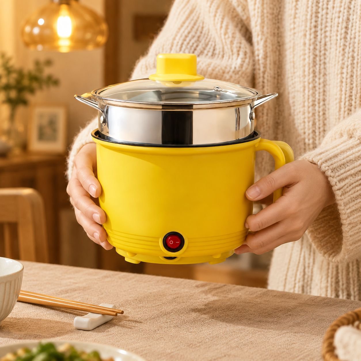 Little Yellow Duck Electric Cooker 1.8L Multifunctional Student Dormitory Noodle Cooker Electric Ste