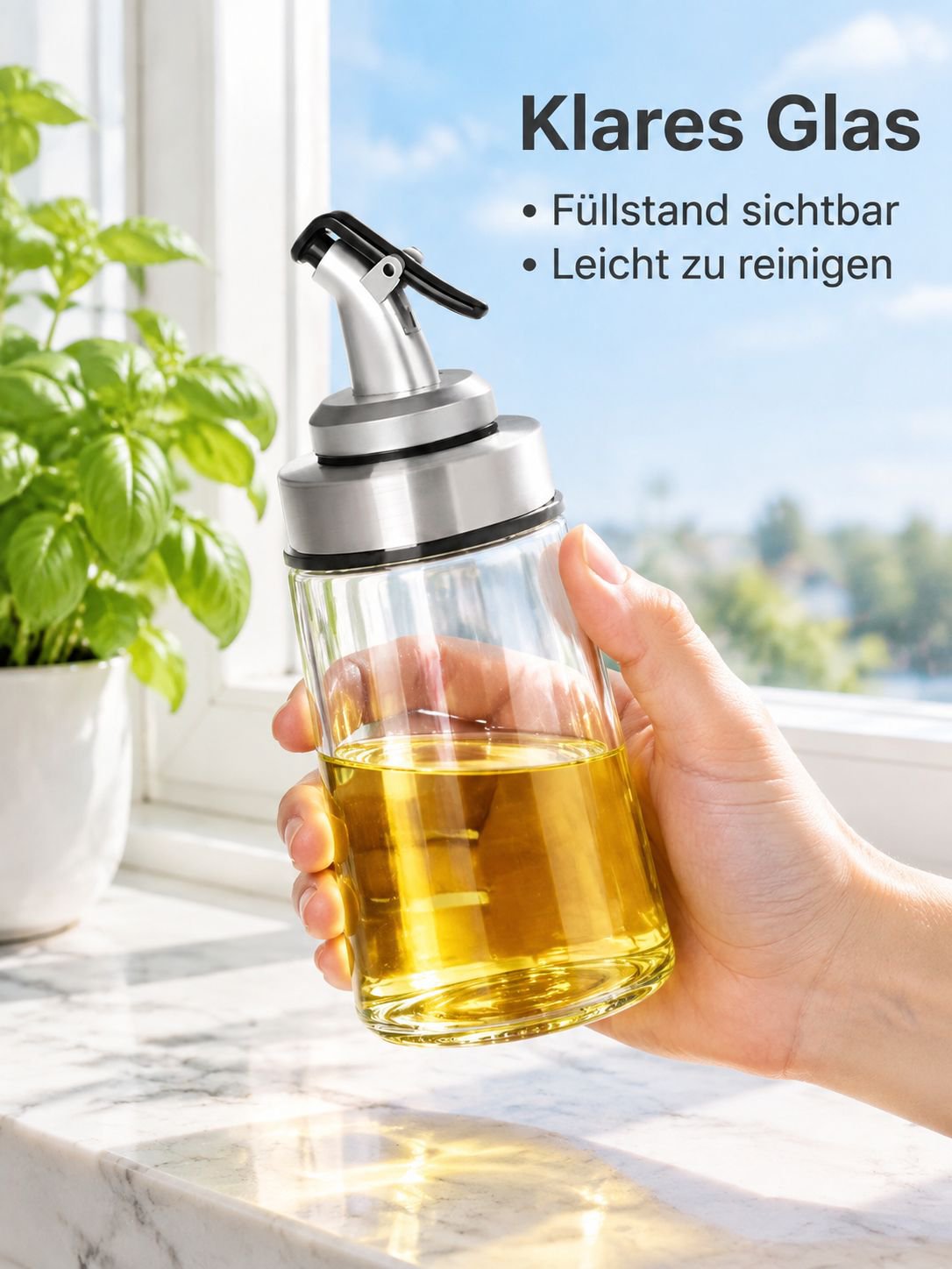 Multifunktionale Glasölflasche, Küchenbehälter für Sojasauce und Essig, Outdoor Ölbehälter