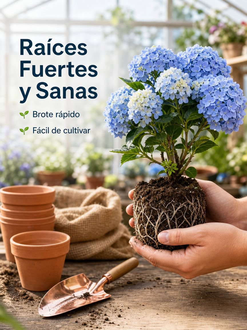 Plántulas variadas de hortensia