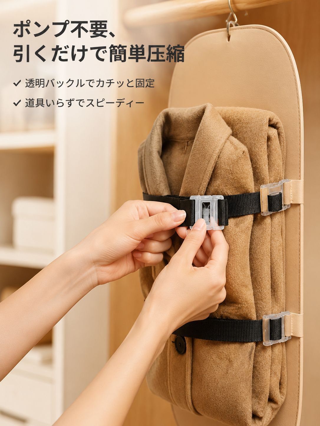 壁掛け式衣類収納圧縮ボード