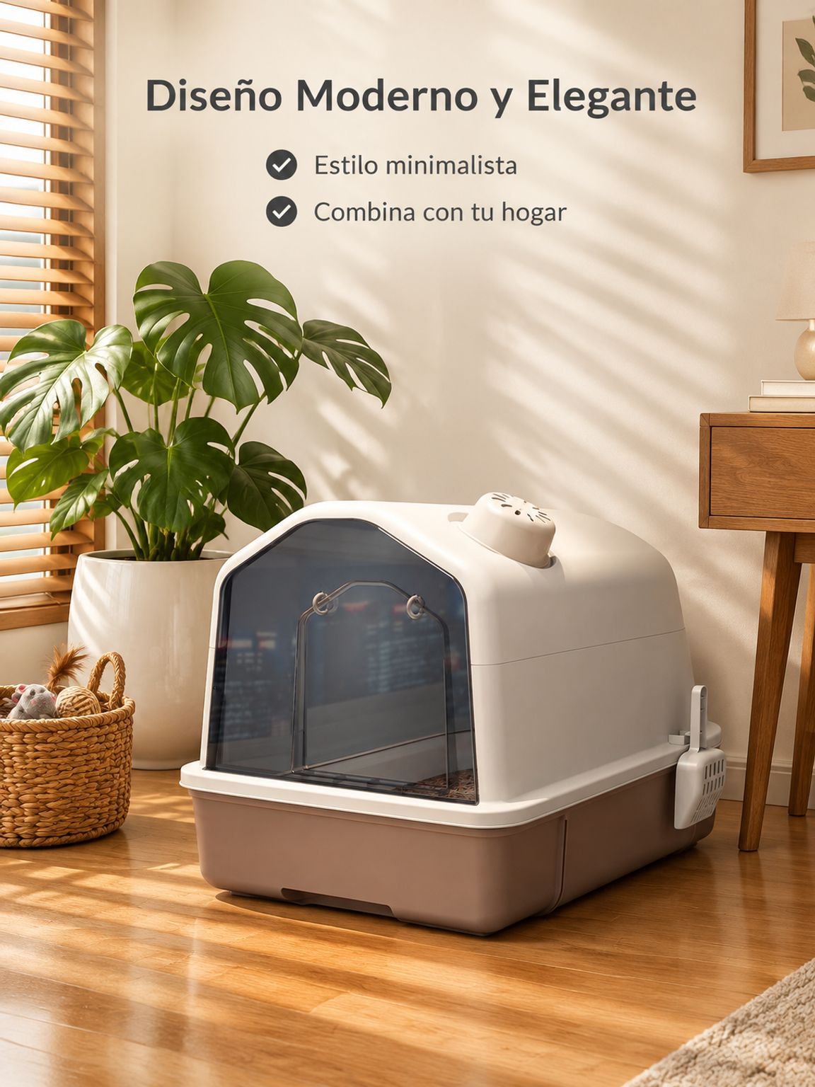 Arenero para gatos completamente cerrado y extra grande, antiolor