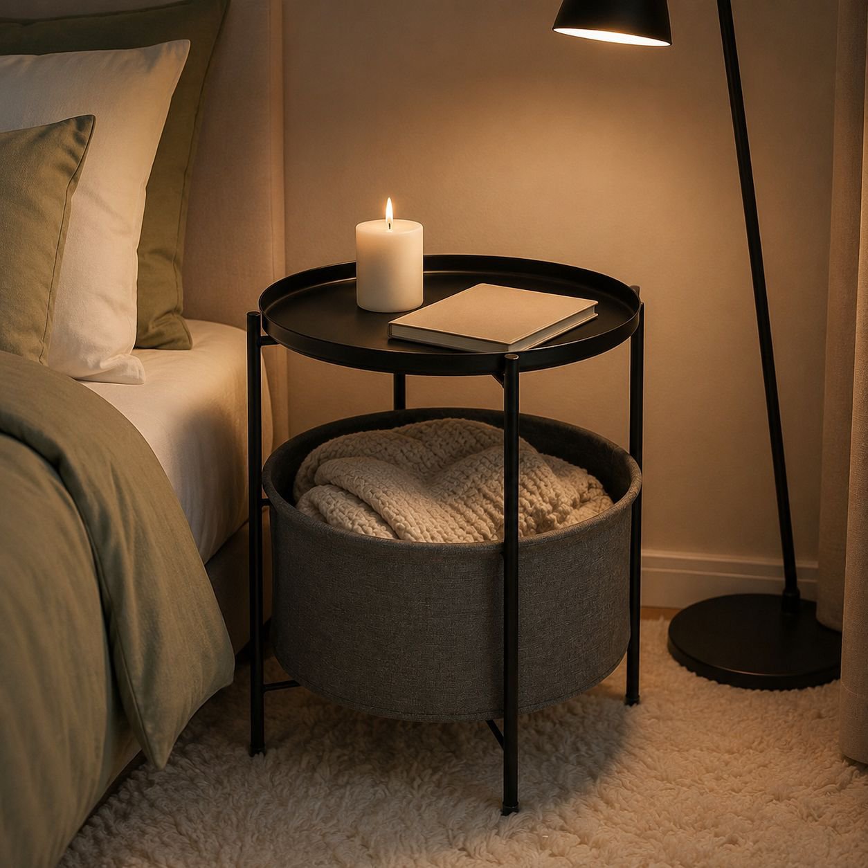 Modern Simple Iron Round Table Living Room Coffee Table Sofa Side Table Nightstand