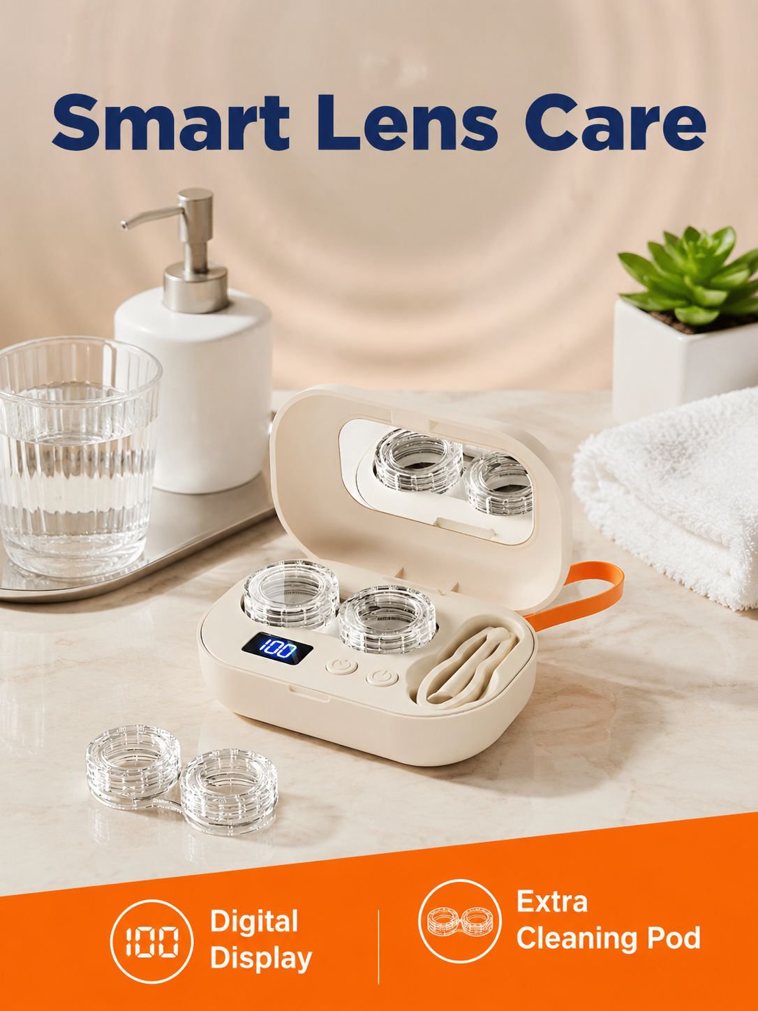 High-Frequency Sonic Automatic Contact Lens Cleaner Portable Case