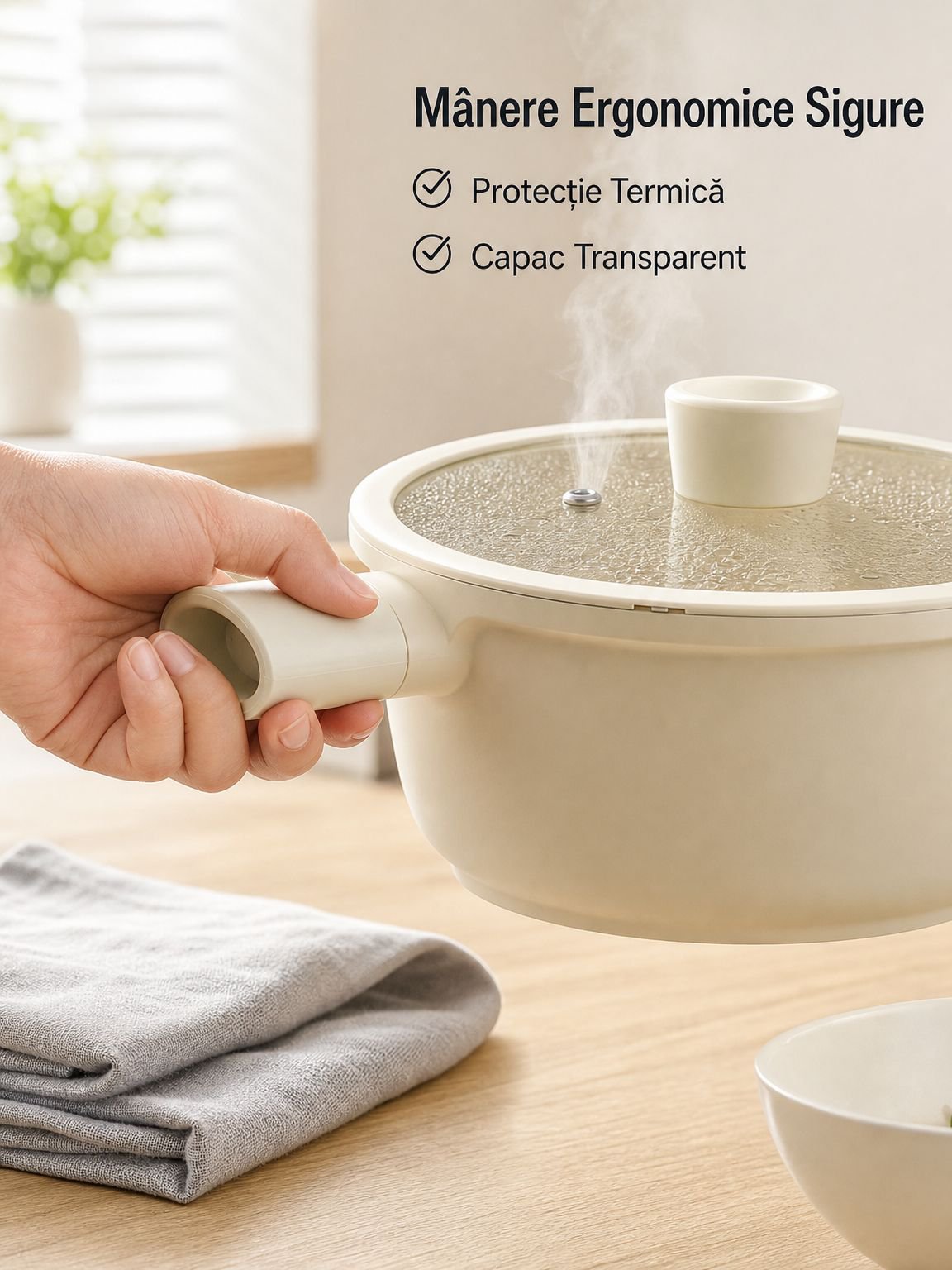 Oală pentru supă antiaderentă din piatră Maifan, pentru uz casnic