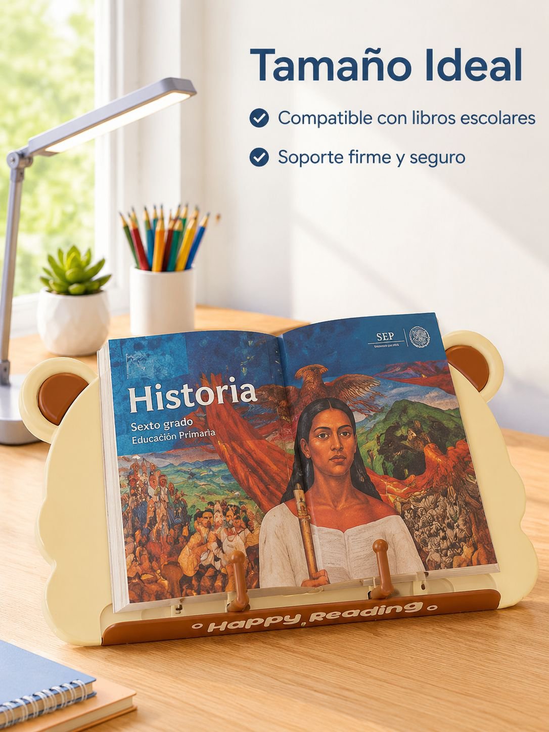 Soporte multifuncional de escritorio para libros, móviles y tablets