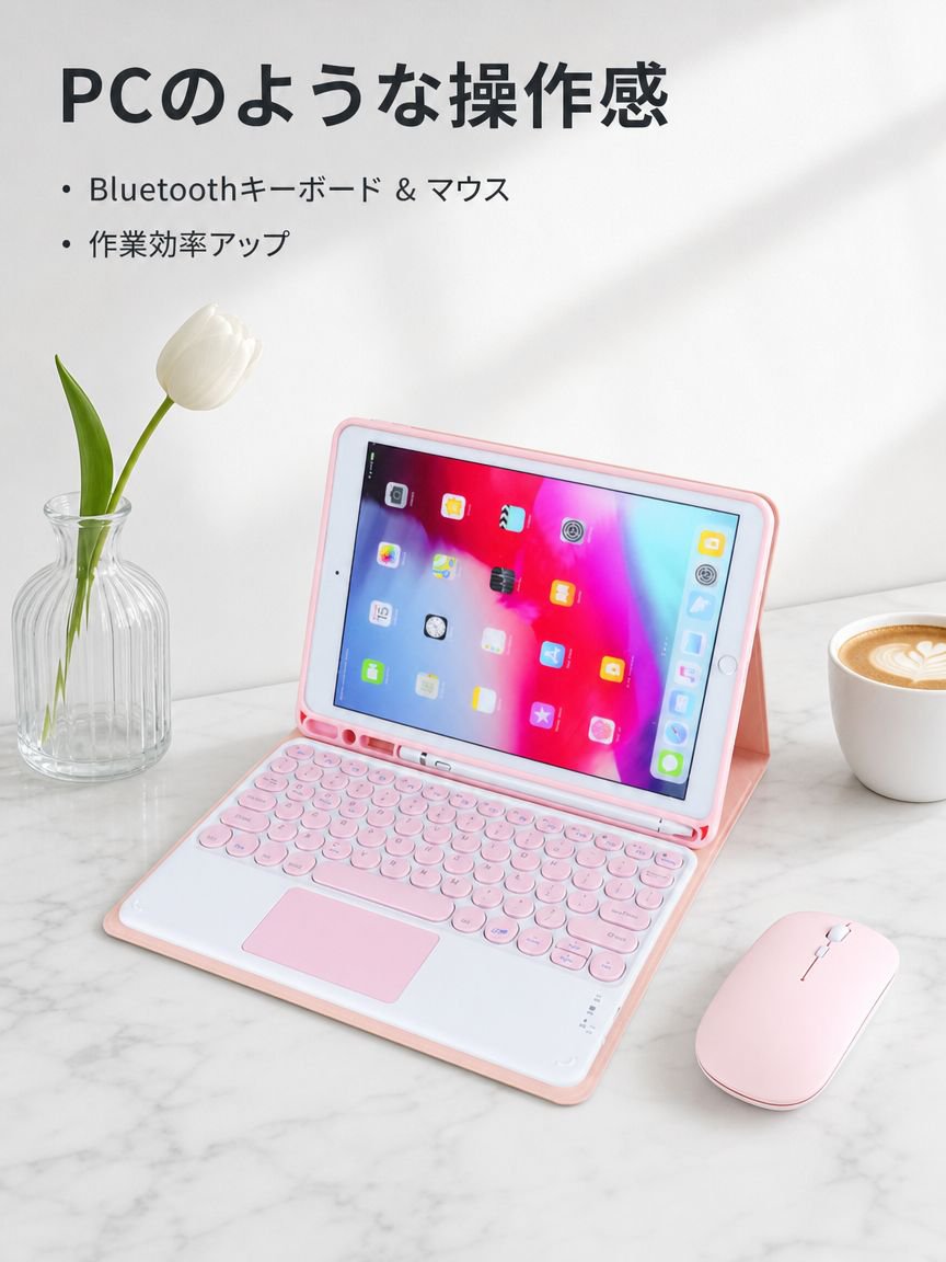 Bluetoothタッチキーボード付きタブレットケース、マウス付き