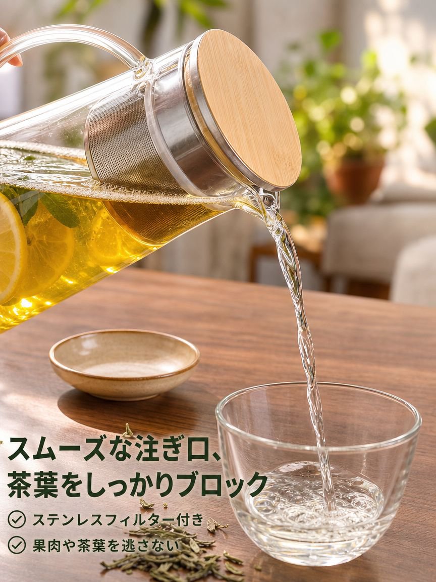透明な耐熱ガラス製冷水ジャグ