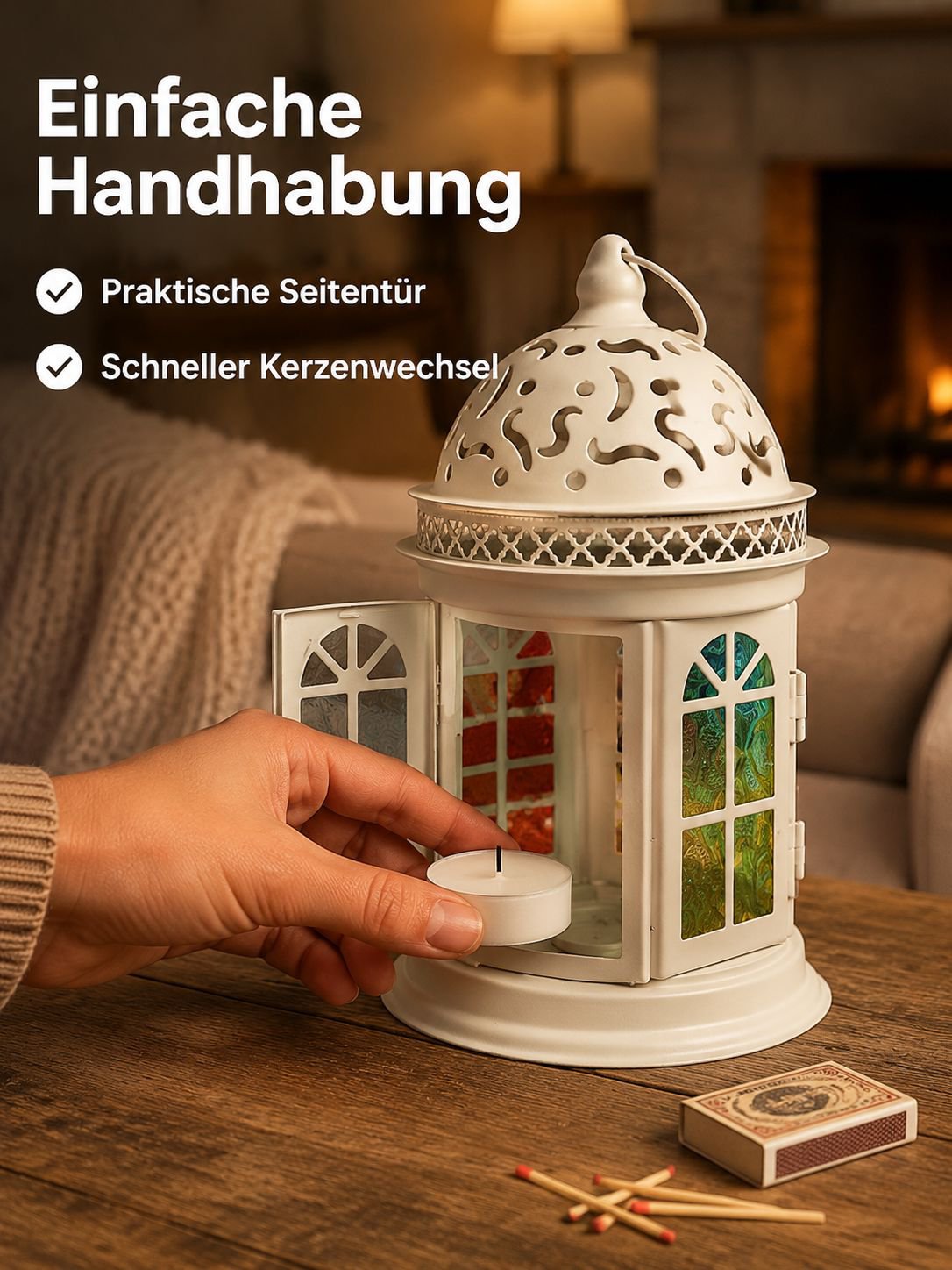 Marokkanischer Stil bunter Glas Eisen Kerzenhalter Duftkerzen Dekoration