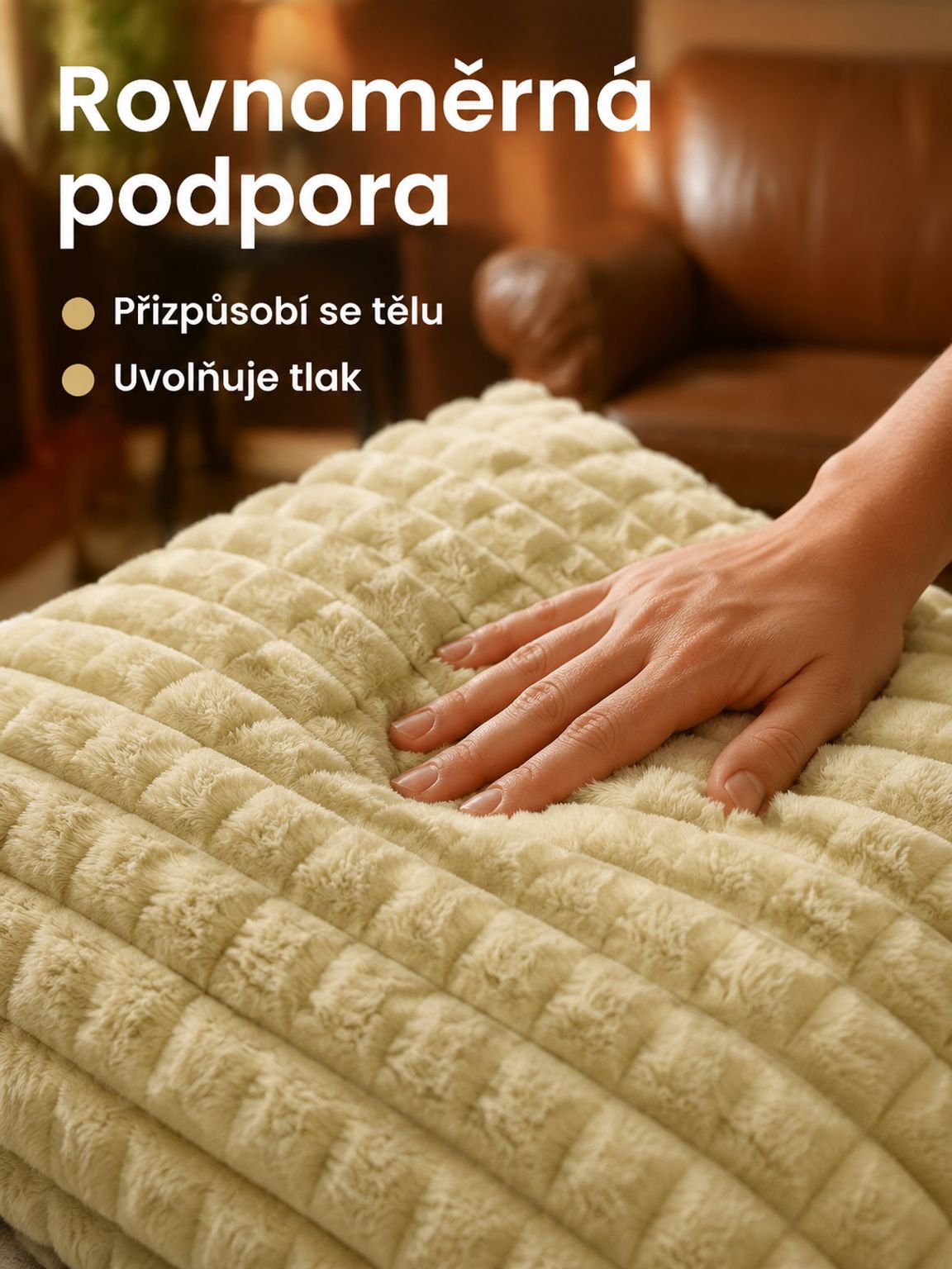 Jednobarevný čtvercový polštář na pohovku
