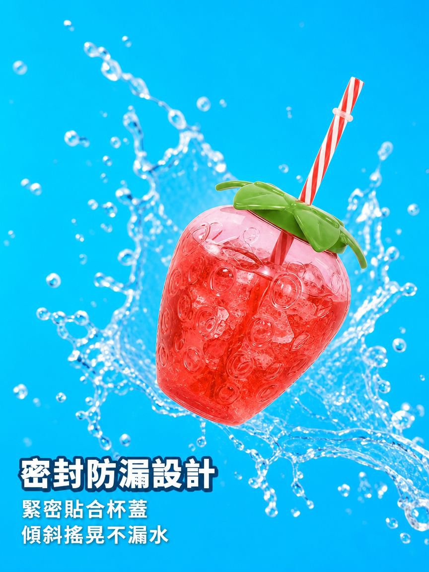 草莓菠萝造型可爱塑料吸管杯