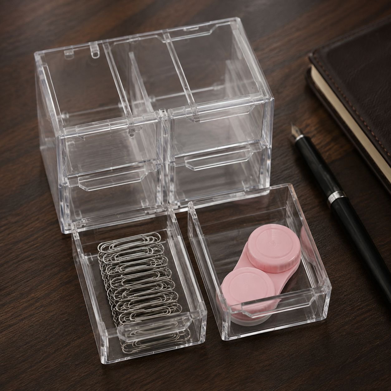 Clear Desktop Storage Box with 9 Drawers
