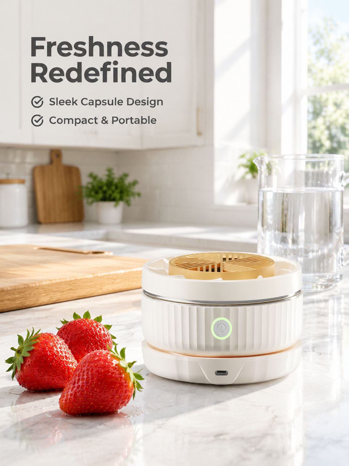 Food-grade wireless fruit and vegetable washer and sterilizer