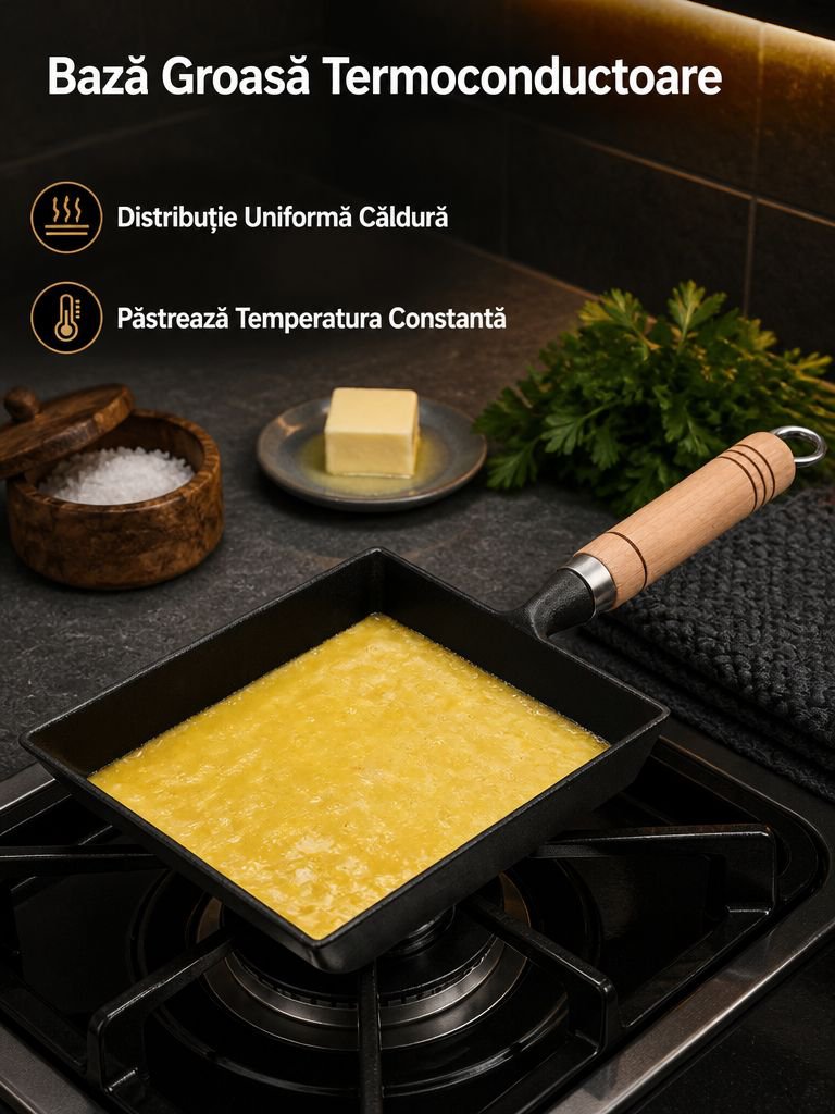 Tigaie tamagoyaki din fontă în stil japonez