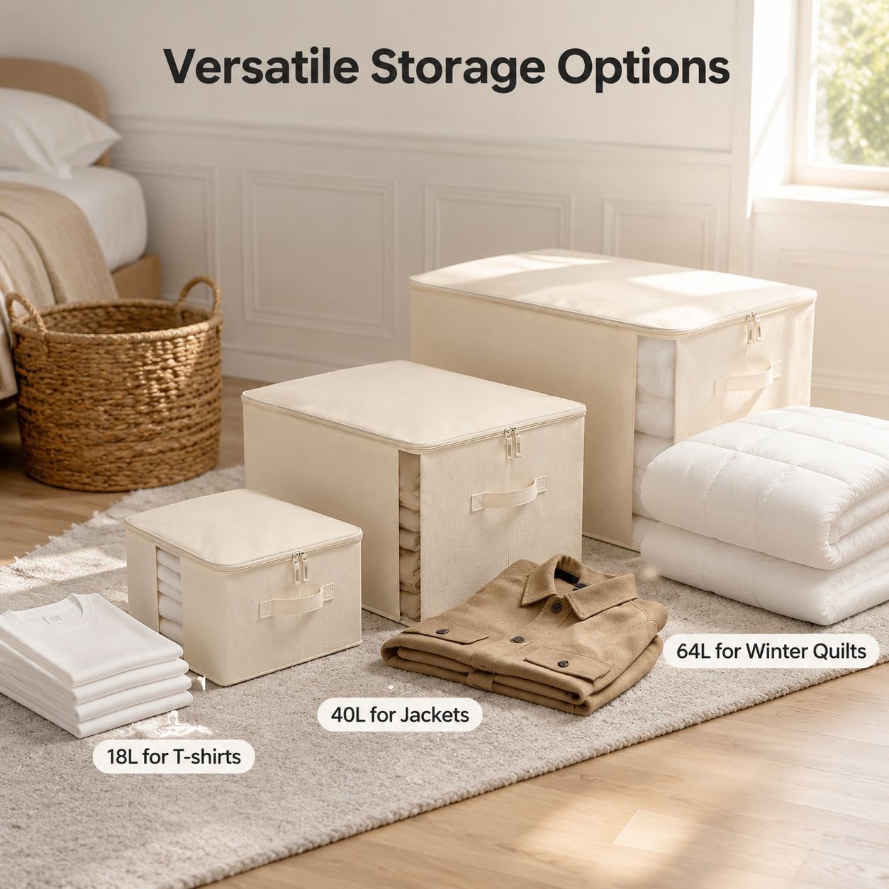 Cotton and linen foldable transparent fabric clothing storage box