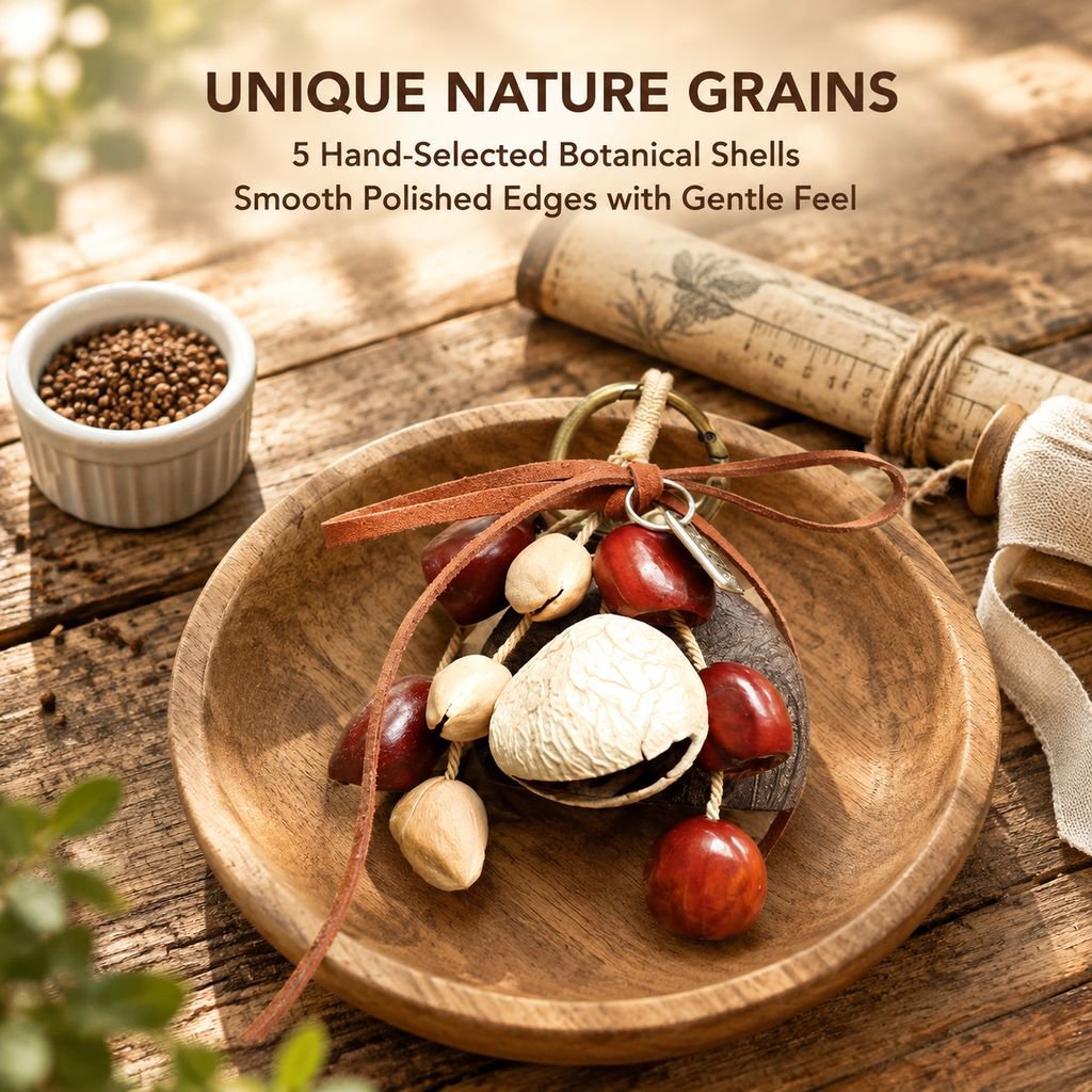 Natural Nut Shell Wind Chime DIY Kit Plant Seed Sound Therapy Rattle Bag Charm