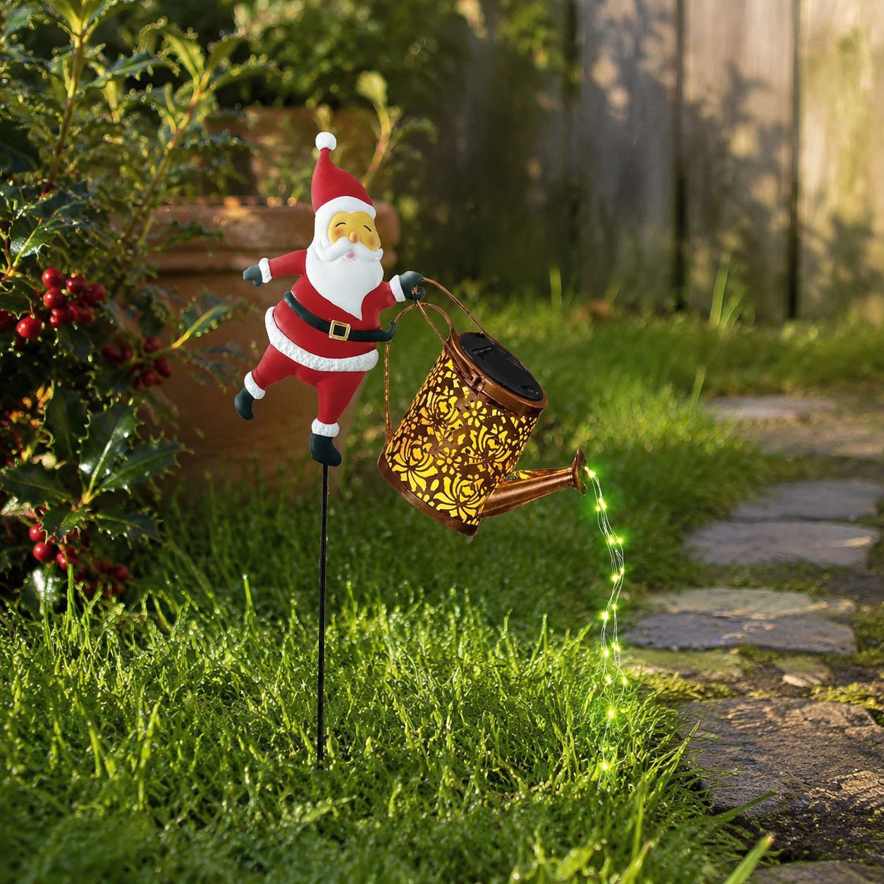 Solar Stake Light Santa Claus Garden Decoration Lamp