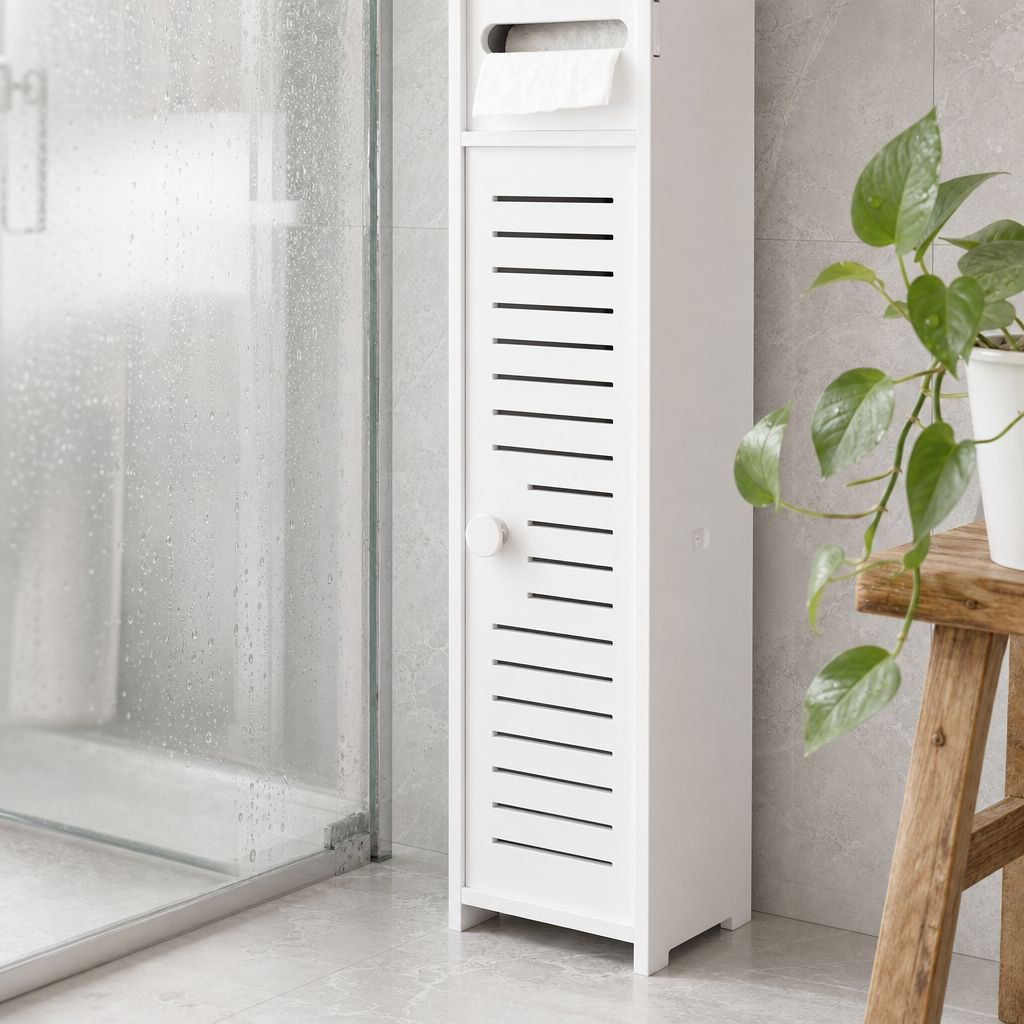 White waterproof cabinet with handle